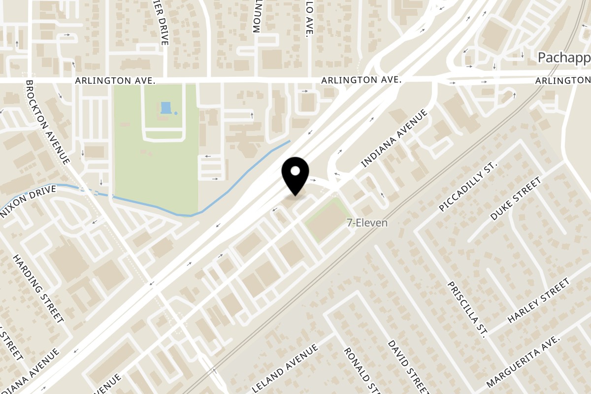 Map showing the location of Antonious N&W Pizza on 6701 Indiana Ave in Riverside